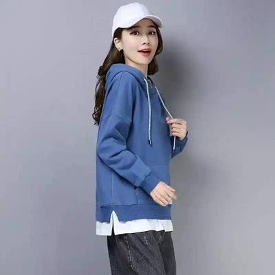 Conventional fake two-piece long sleeve sleeve fittings with-Blue-2