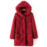 LOVEMI - Lovemi - Double pocket lamb wool hooded long sleeve