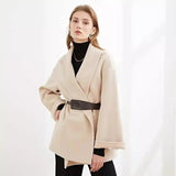 LOVEMI - Lovemi - Double sided cashmere coat with wool belt