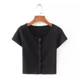 LOVEMI - Lovemi - European And American Style Short Slim Round Neck