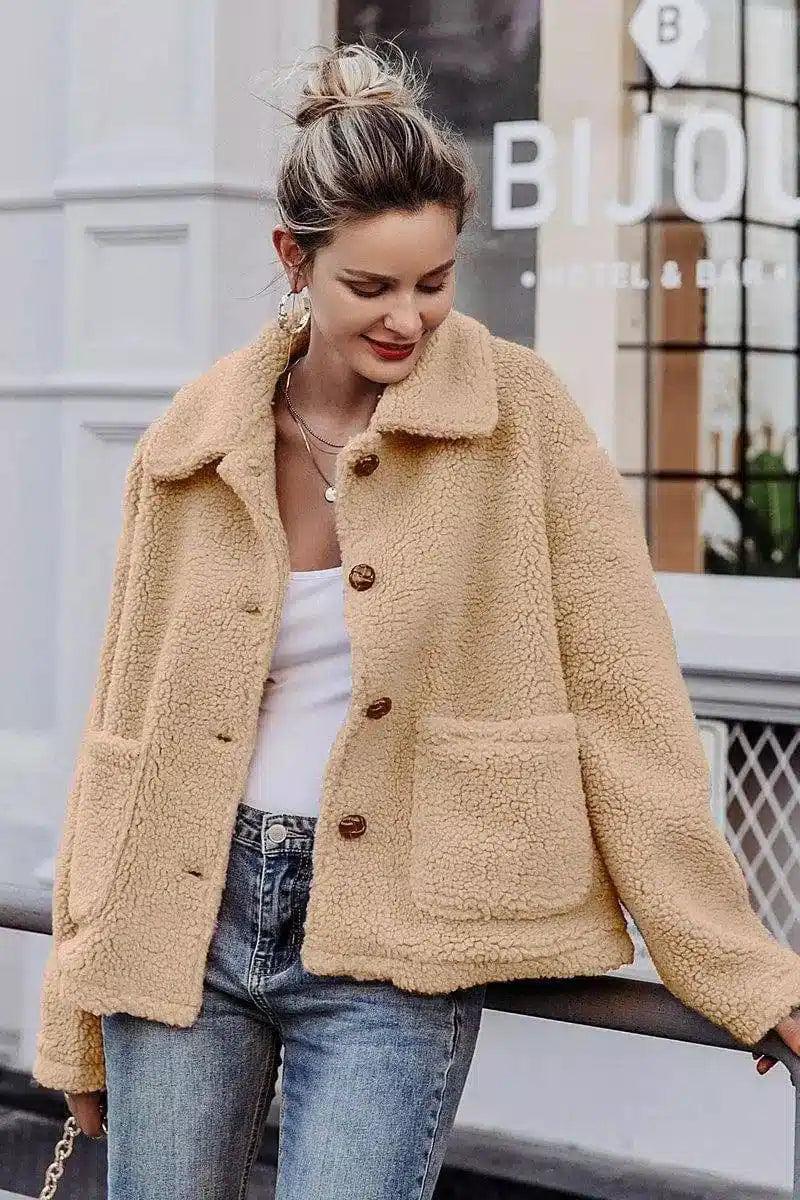 Fashion fur coat-Apricot Color-1