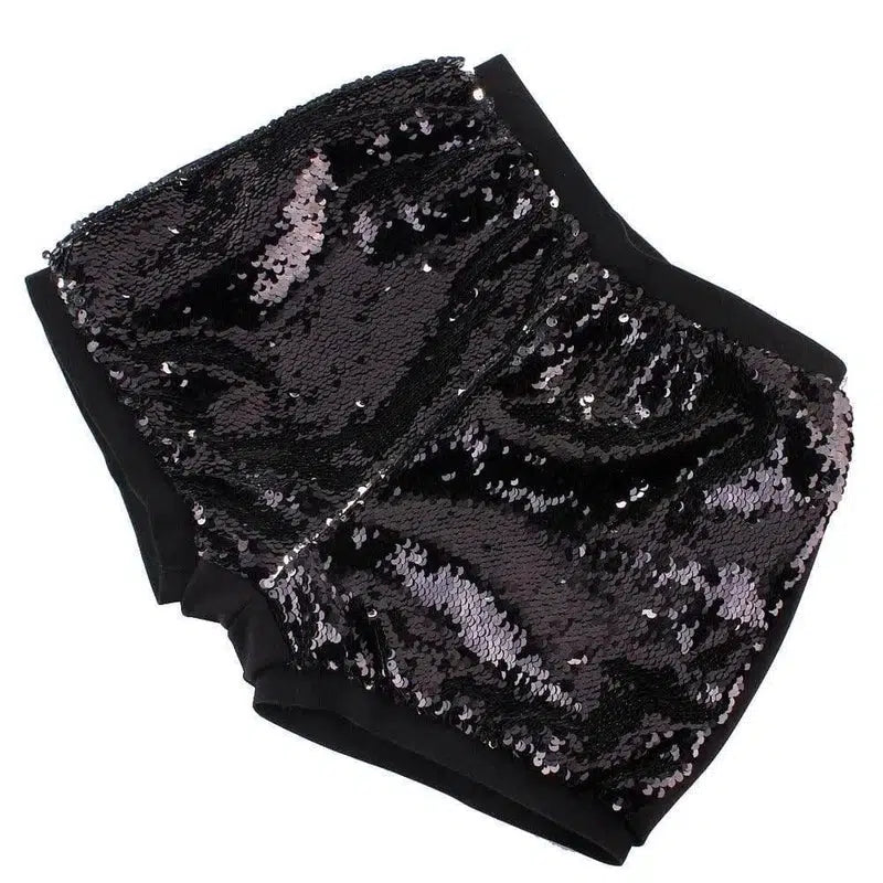 Female sequin shorts-Blacksilver-17