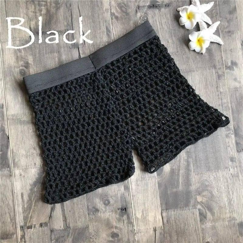 Fishing net hand hook cotton shorts-black-10