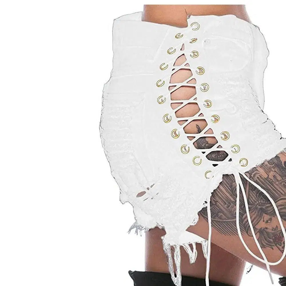 LOVEMI - Lovemi - GOTHIC RIPPED MINI JEAN SHORTS