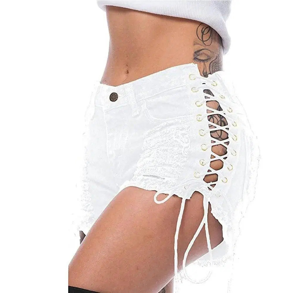 LOVEMI - Lovemi - GOTHIC RIPPED MINI JEAN SHORTS