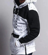 LOVEMI - Lovemi - Hooded Printed Patchwork Sweatshirt