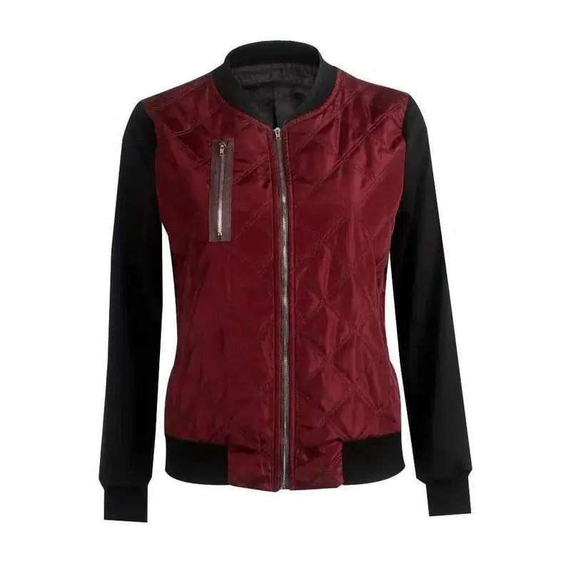 Solid color fashion zipped-Wine red-2