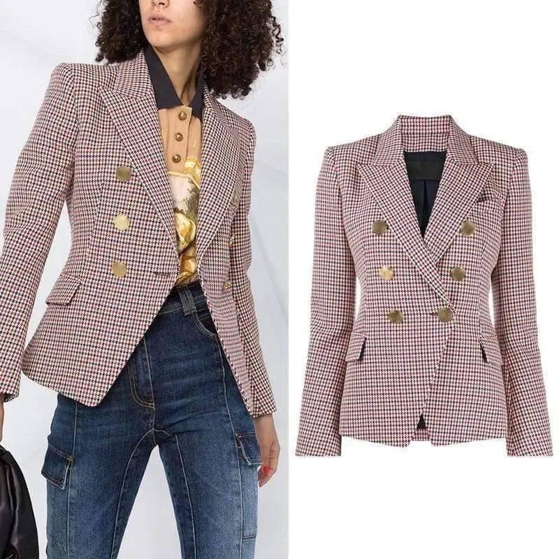 LOVEMI - Lovemi - Houndstooth Small Jacket Women Long-Sleeved