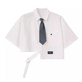 Short-Sleeve Shirt with Tie for Boys-SHORT sleeve-2