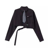 Short-Sleeve Shirt with Tie for Boys-Long sleeve-3