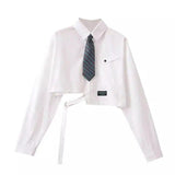 Short-Sleeve Shirt with Tie for Boys-Long sleeve-4