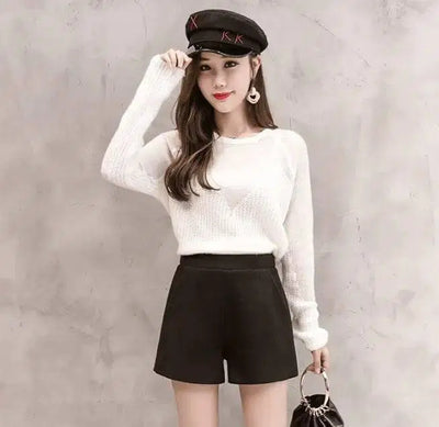 Korean version of high waist woolen shorts autumn and winter-10