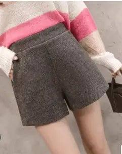 Korean version of high waist woolen shorts autumn and winter-1