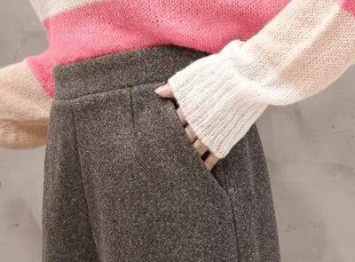 Korean version of high waist woolen shorts autumn and winter-9