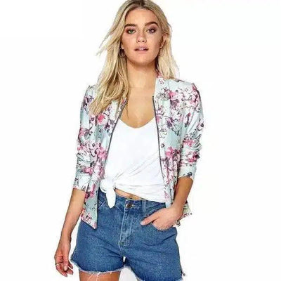 Floral Bomber Jacket for Women-Flower color-4