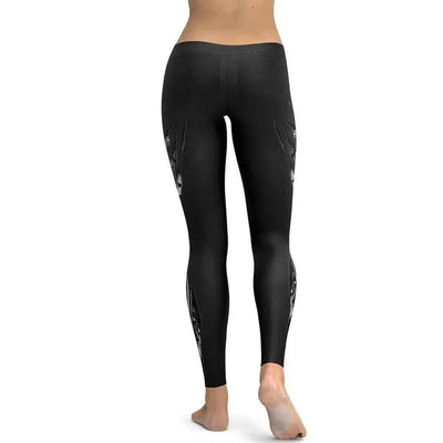 Mechanical Print Leggings Summer All-Match Slim-Black-2