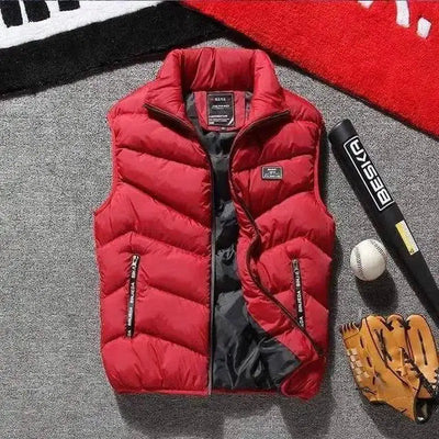 Men's vest outdoor wear down cotton red vest-Red-9