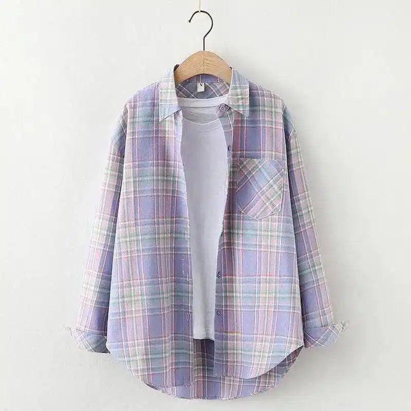 LOVEMI - Lovemi - Plaid Shirt Women'S Long-Sleeved Loose Shirt