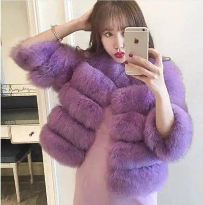 S-3XL Mink Coats Women Winter Fashion FAUX Fur Coat-Purple-8