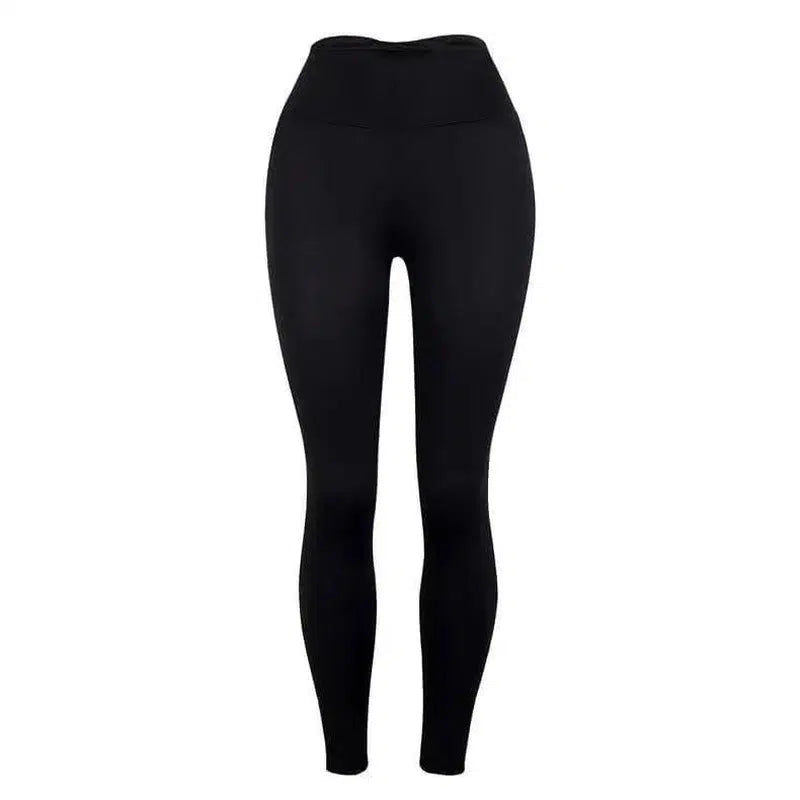 Slim-Fit Buttocks Solid Color Yoga Pants Leggings-Black-2