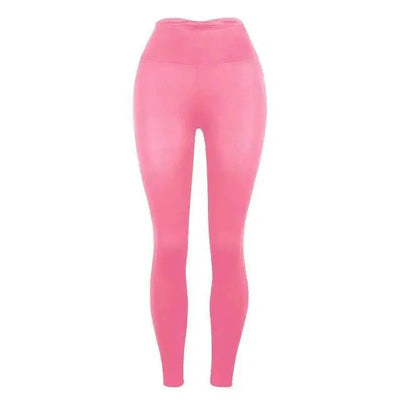 Slim-Fit Buttocks Solid Color Yoga Pants Leggings-Pink-5