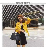 spring and autumn new Haining leather women short Korean-Yellow-1