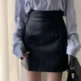 Womens Casual Button-Down Shirt-Black skirt-4