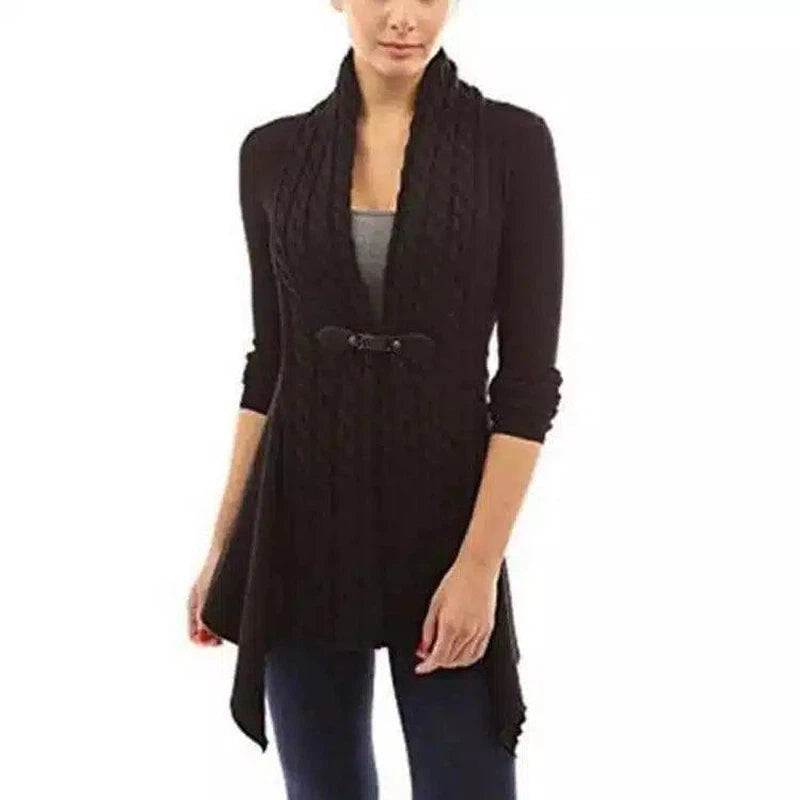 LOVEMI - Lovemi - Strap V-neck long sleeve fur collar twist cardigan