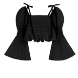 LOVEMI - Lovemi - Sweet Off-shoulder Puff Sleeve Pleated Hot Girl