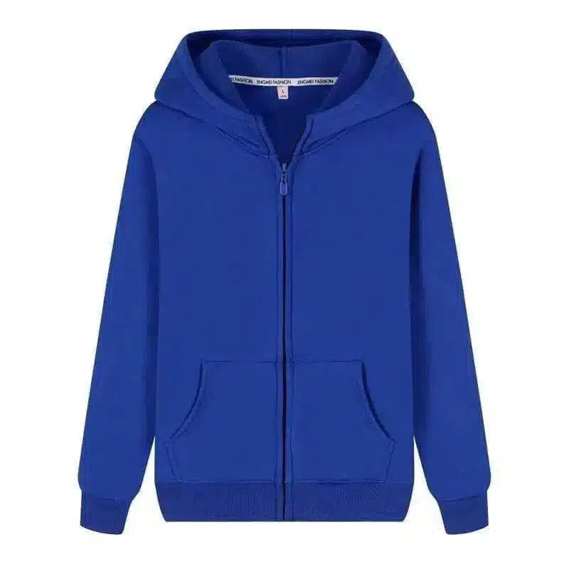 Unisex Zip-Up Hoodie with Pockets-Blue-3