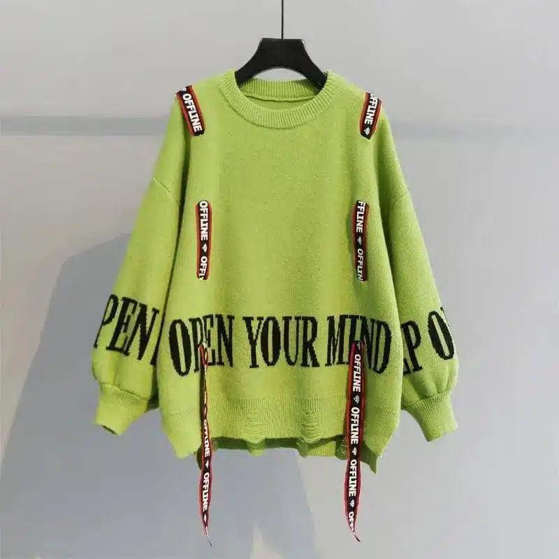 LOVEMI - Lovemi - Turtleneck sweater letter holes