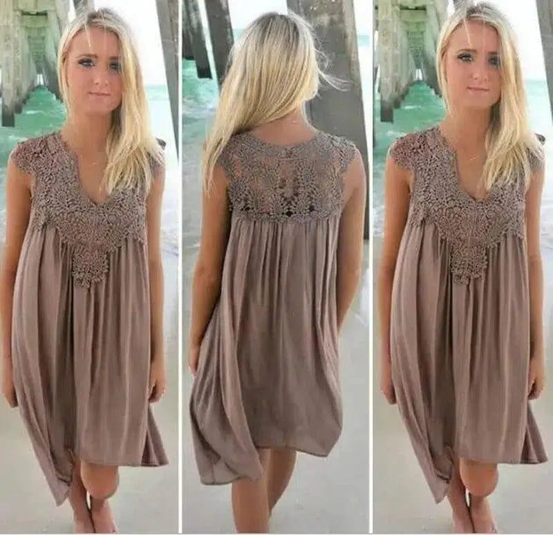 Upgrade Your Look with Our Chiffon Sleeve Dress -Brown-27