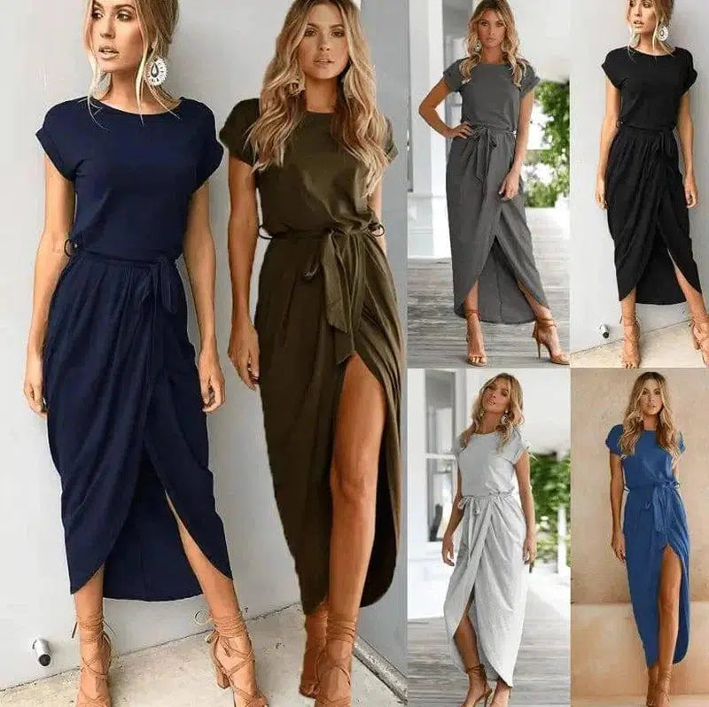 Versatile Wrap Midi Dress in Assorted Colors-1