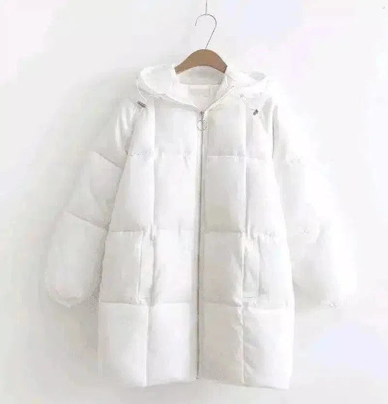 Hooded Insulated Winter Coat with Pockets-White-1
