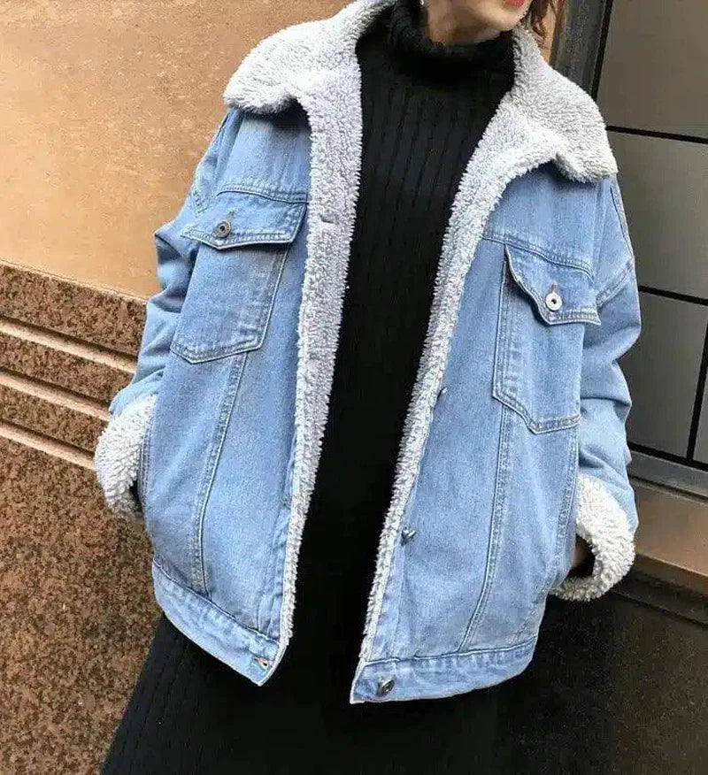 LOVEMI - Lovemi - Winter new Korean women's jacket thick loose denim