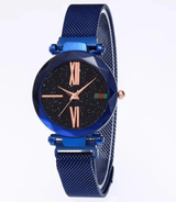 Luxury Women Watches Mesh Ladies Clock Magnet Buckle Starry-Blue-14