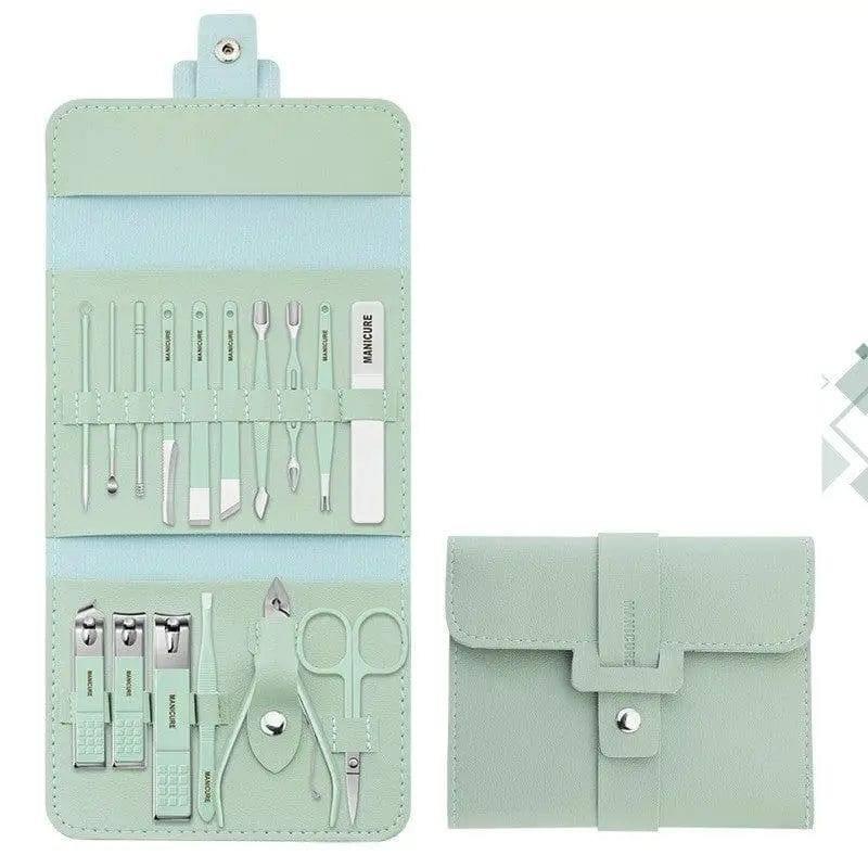 Make Up 16 Pcs Nail Clippers Nail Cutter Nail Scissors With-Green-23