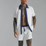 Men's Fashion Sports And Leisure Two-piece Suit-White-1