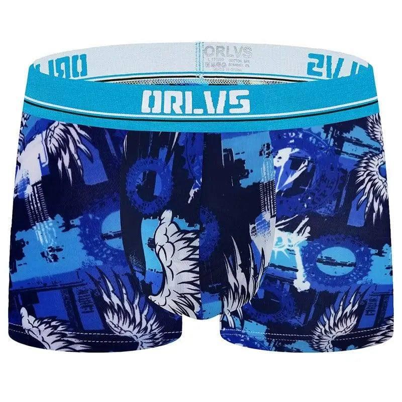 Men's underwear cotton boxer-Blue-1