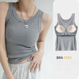 Modal Ribbed Camisole with Padded Bust Women Sleeveless-Grey-9