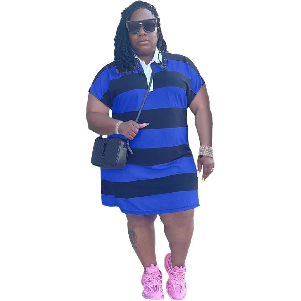 Plus Size Striped Dresses: Fashion Guide & Tips-blue-10