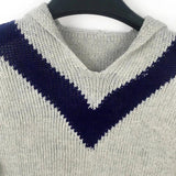 Pullover sweater blue V-neck sweater-3