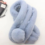 Rabbit Fur Scarf Female Winter Korean-Blue-7