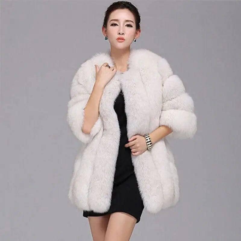 Russian imitation fur fur all-in-one women's winter-White-1