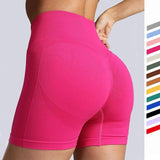 Seamless Yoga Shorts Women Solid Color High Waist-1