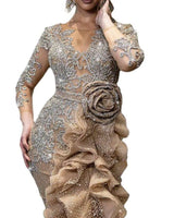 Gold Sprinkle Trailing Party Dress For Ladies-4