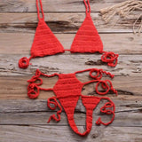 Sexy Hand Woven Beach Bikini Sexy Swimsuit-Red-5