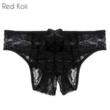 Sexy Lingerie Cut Out Underpants Briefs Lace See Through-Black-5