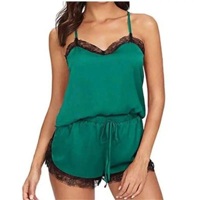 Lingerie Summer Home Pajamas-Green-2