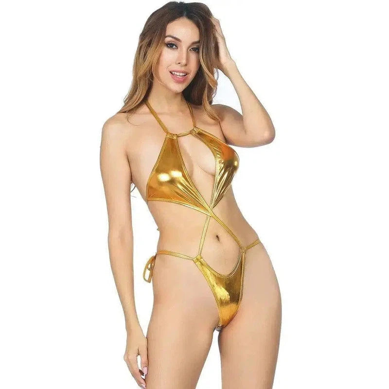 Lingerie Three-Point Bikini Real Temptation Patent-Golden-9